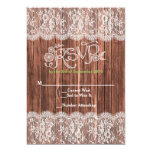 Lace and Barn Wood Rustic Country RSVP 5x7 Paper Invitation Card