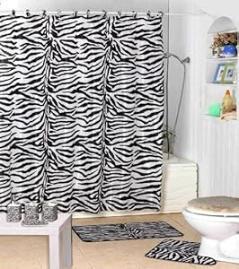 Amazon.com: Shower Curtain Kids Jungle Safari Black Zebra Design ...