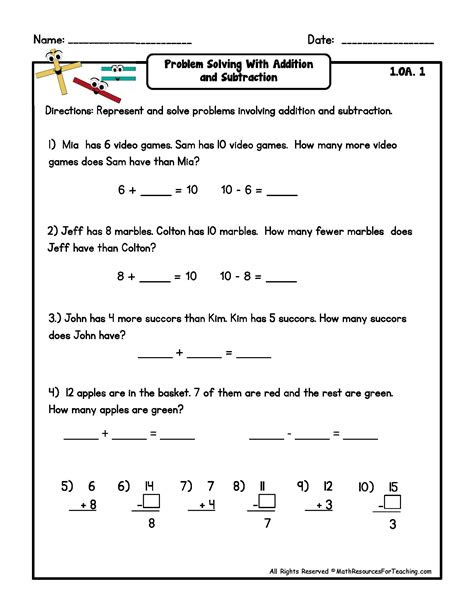  math activity worksheets word problem worksheets math words math