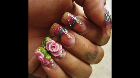 rose lover glitter acrylic nails  nail art youtube