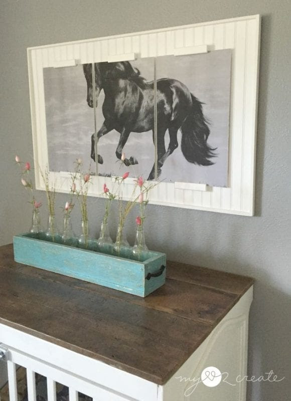 Triptych frame with engineering print