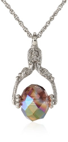 1928 Jewelry Silver-Tone Amethyst AB Rotating Crystal Necklace, 30