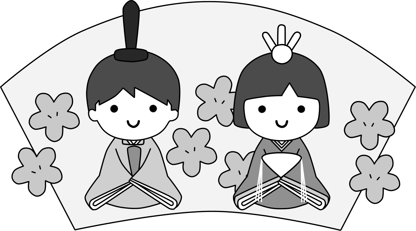 園児のお内裏様とお雛様白黒 モノクロ 保育イラスト 可愛い無料イラスト素材集
