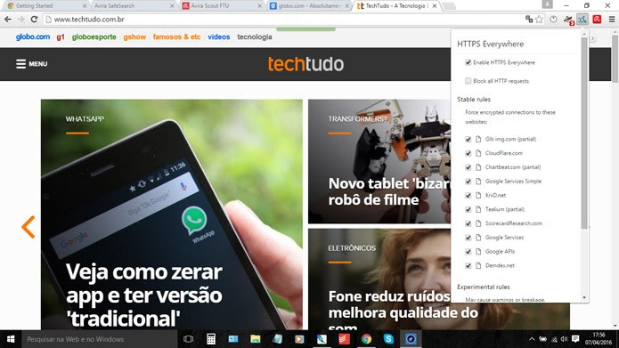 Navegador completo da Avira (Foto: Reprodução)