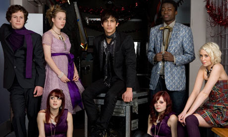 Cast members of the TV programme' Skins' on set in Bristol