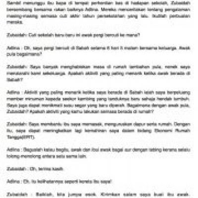 Contoh Karangan Pengalaman Semasa Cuti Sekolah Pt3