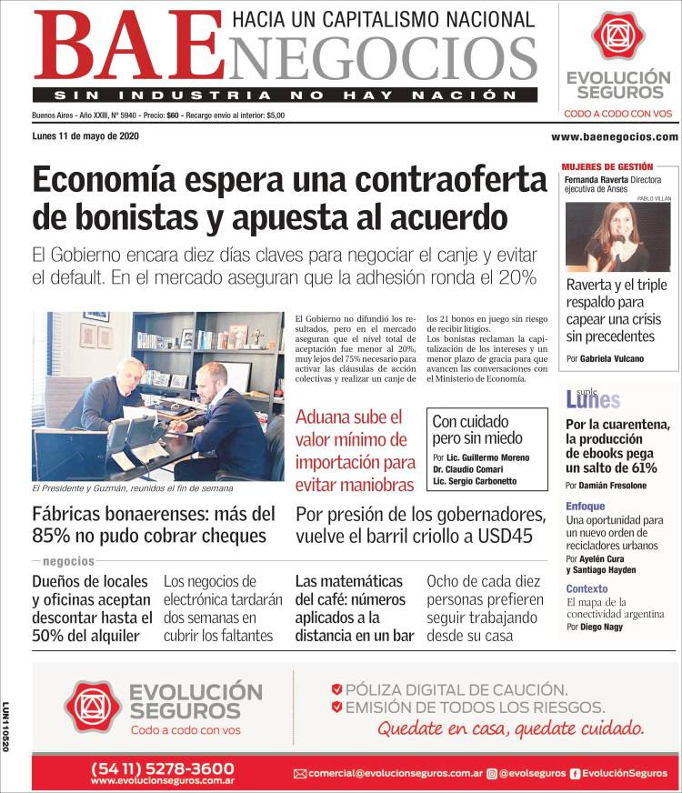 Portada de Buenos Aires Económico (Argentina)