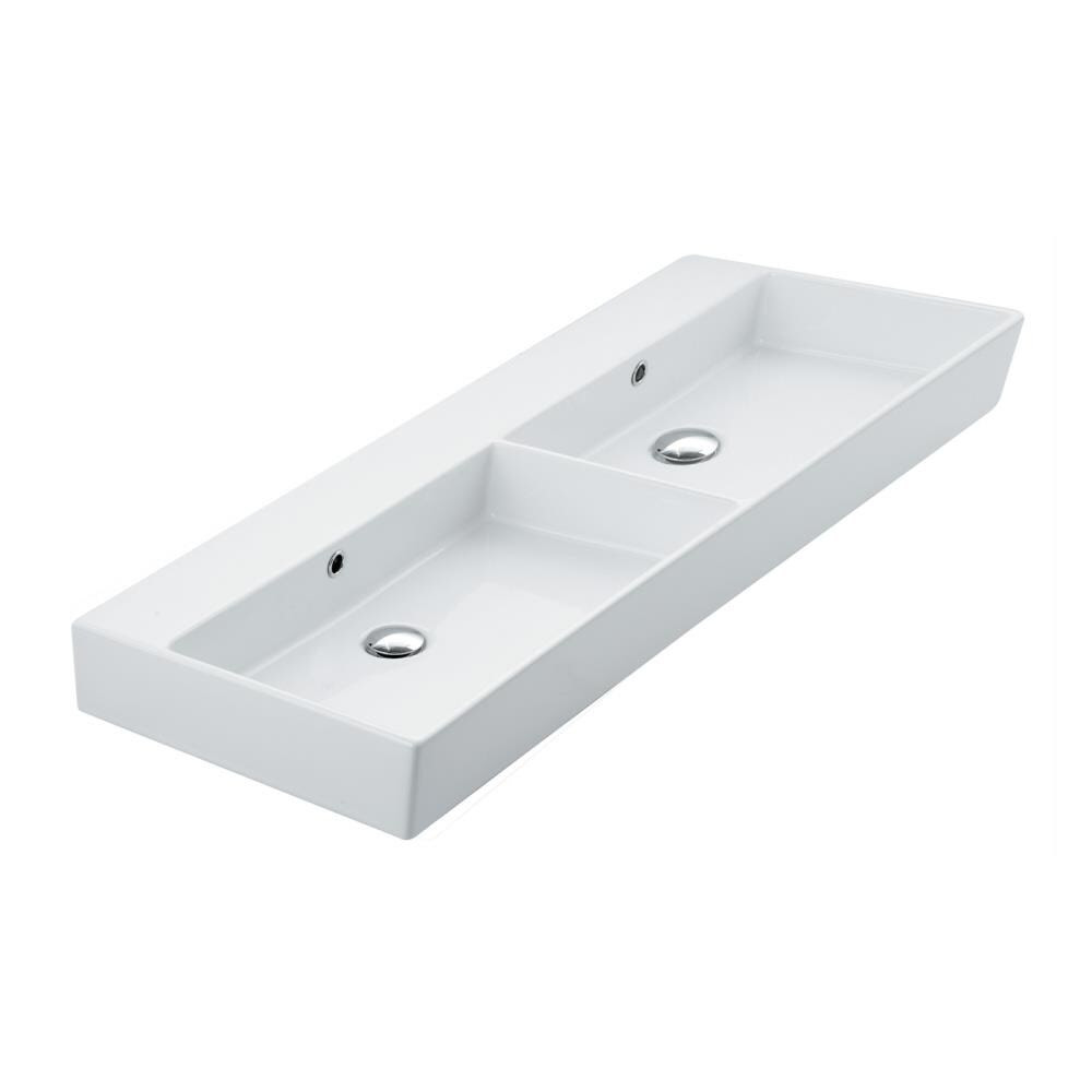 Ws Bath Collections Unlimited White Ceramic Wall Mount Rectangular Bathroom Sink With Overflow Drain 472 In X 167 In In The Bathroom Sinks Department At Lowescom