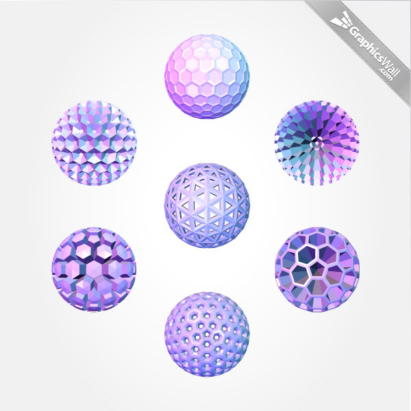 Download 3D Polygonal Sphere Vector Set | GraphicsWall