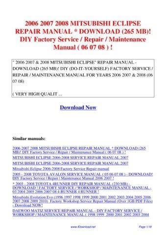 PDF Mitsubishi Eclipse 2006 2008 Service Repair Manual 2007