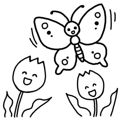 ちょうちょ1 春の生き物 春 無料 白黒イラスト素材