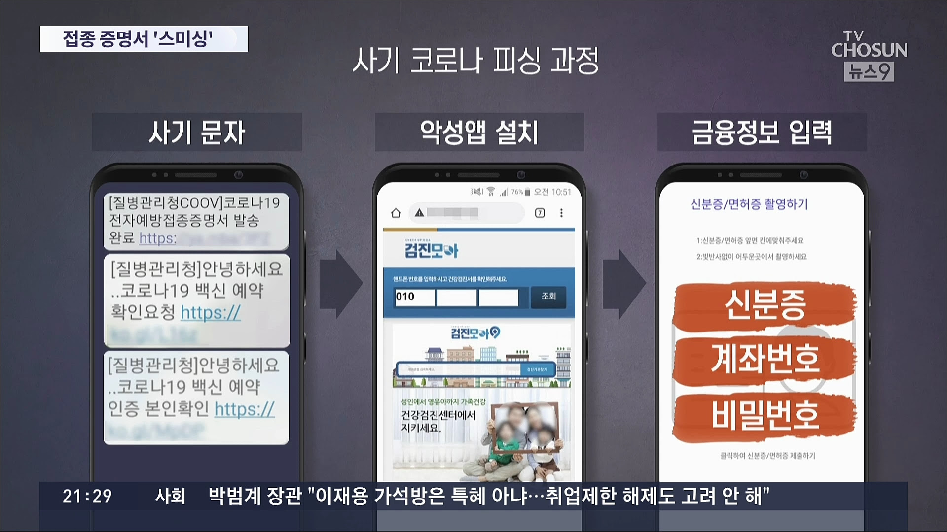 "백신 접종 증명서 발급" 질병청 사칭한 피싱 문자 기승