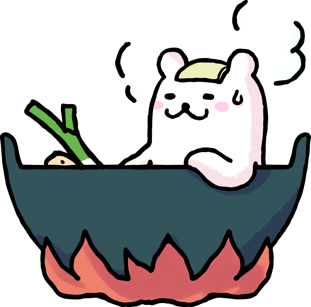 芋煮会の鍋に入浴しているくまイラスト かわいい無料イラスト素材