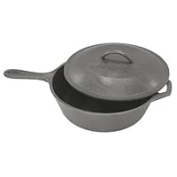 Bayou Classic 7440 3-Quart Deep Cast Iron Skillet with Lid