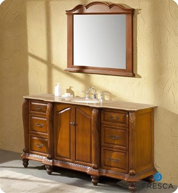 Fresca Chester Antique Single Sink Bathroom Vanity w/ Travertine Countertop - FVN6333TR