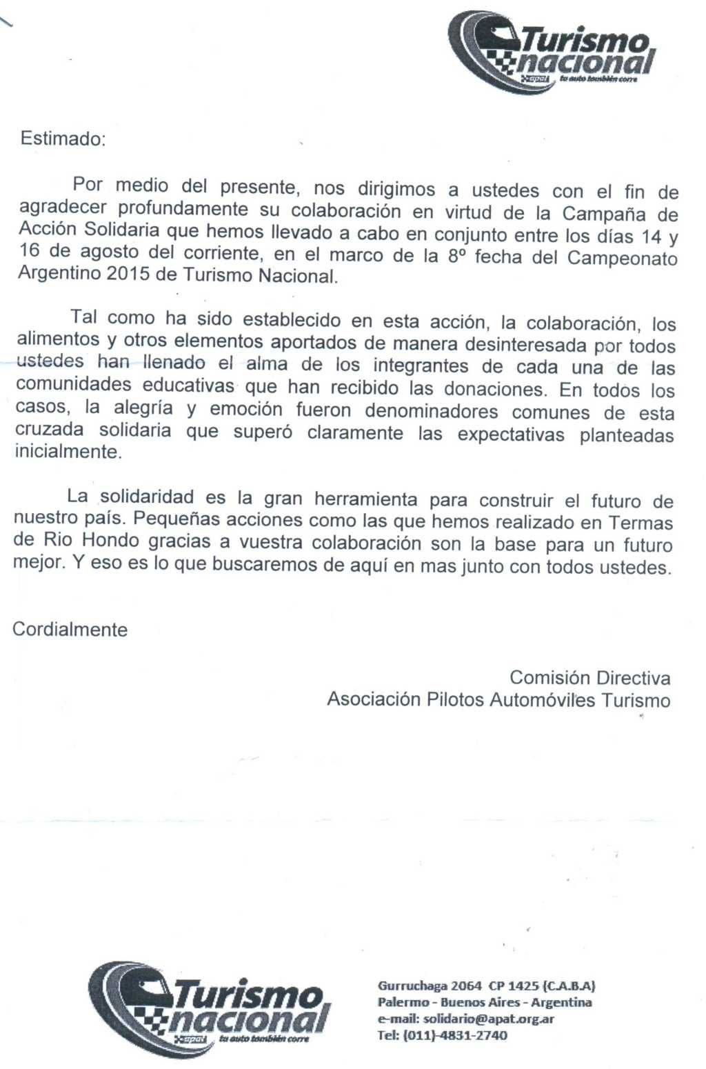 Carta de agradecimiento a RUS – RUS Media