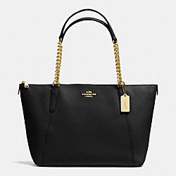 AVA CHAIN TOTE IN CROSSGRAIN LEATHER - COACH f37201 - IMITATION GOLD/BLACK