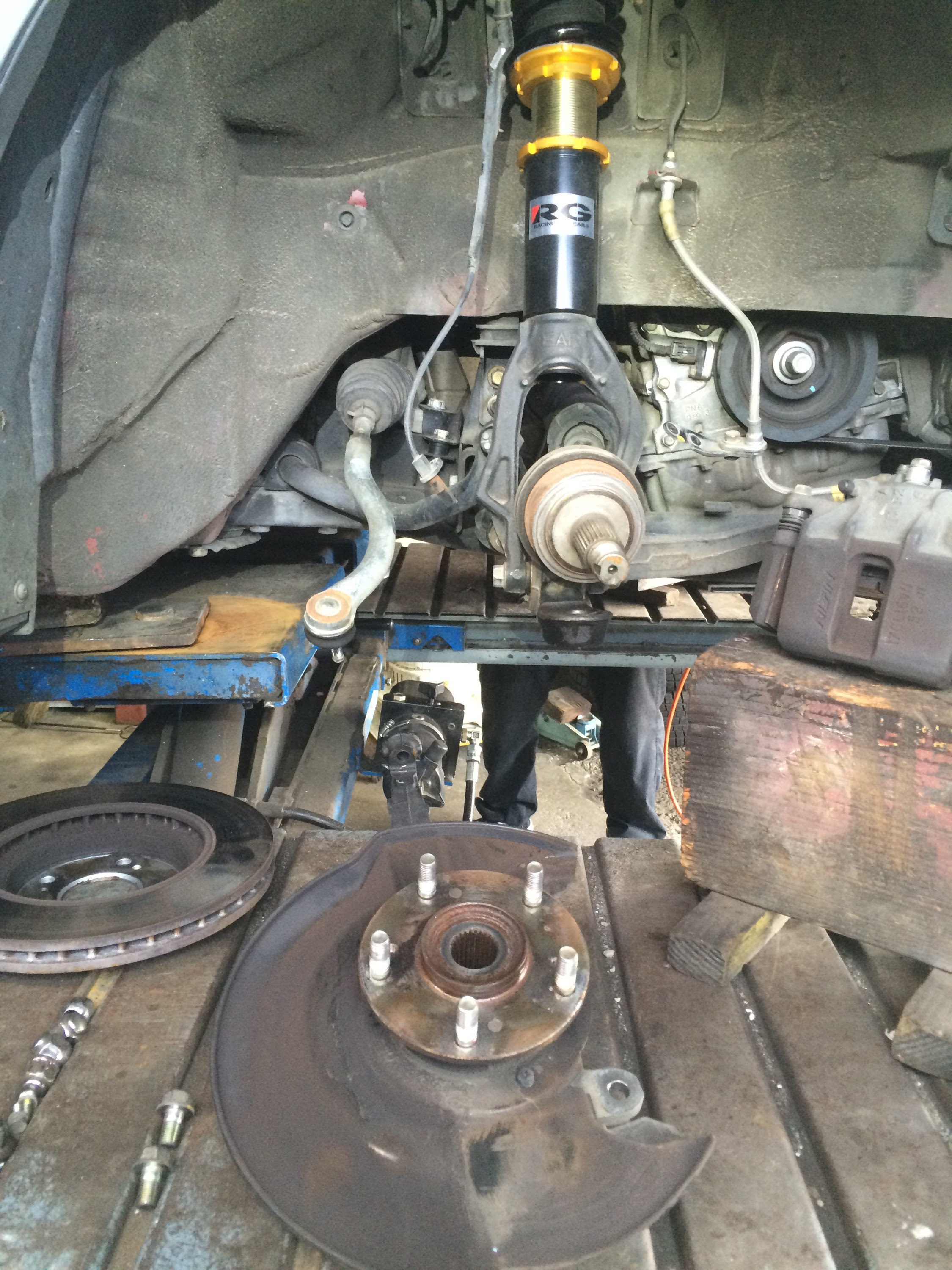 アコード Cl7 車高調取り付け フロントキャンバー加工 Garagefk