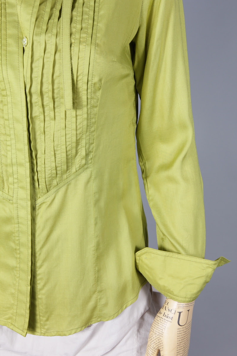 GREEN LIGHT SHIRT WITH FRILLS ON CHEST MBA45 44 03EURO GREEN LIGHT SHIRT WITH FRILLS ON CHEST MBA45 44 03EURO