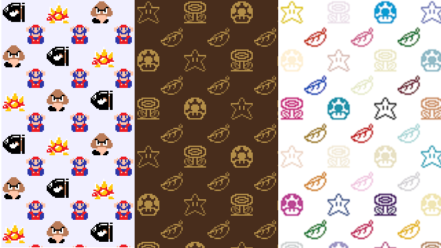 マリオのドット図案をまとめて壁紙をつくってみた 走る を創る あっぷり工房