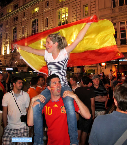 Spanish football fans, London