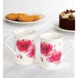 Modern Poppy Design Bone China Mugs - Perfect Gift Set.