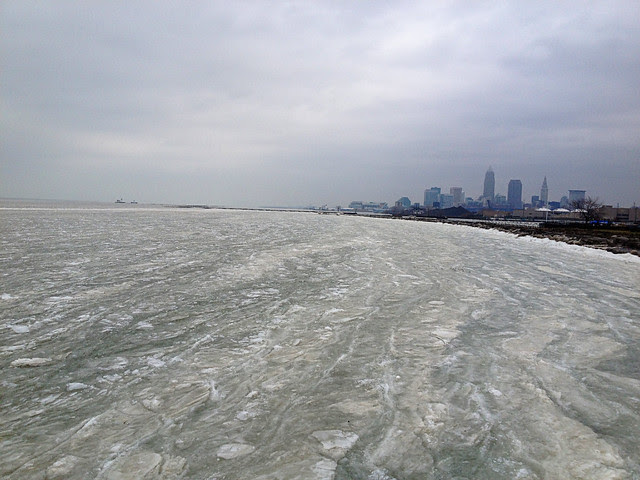 Frozen Lake Erie from Edgewater Park