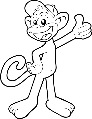 cute cartoon monkey coloring page  free printable
