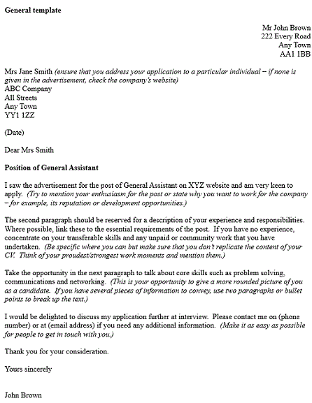 COVER LETTER FOR GENERAL APPLICATION - Free Job Cv Example