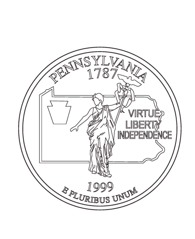 Download USA-Printables: Pennsylvania State Quarter - US States Coloring Pages