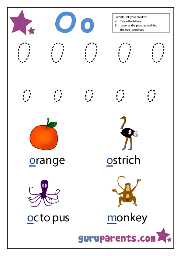 letter o worksheets guruparents