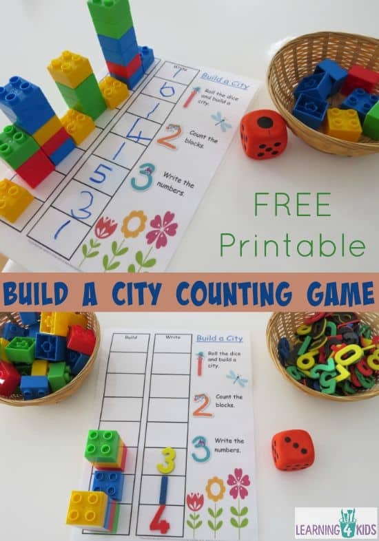 Build a City Counting and Subitising Game with FREE printable