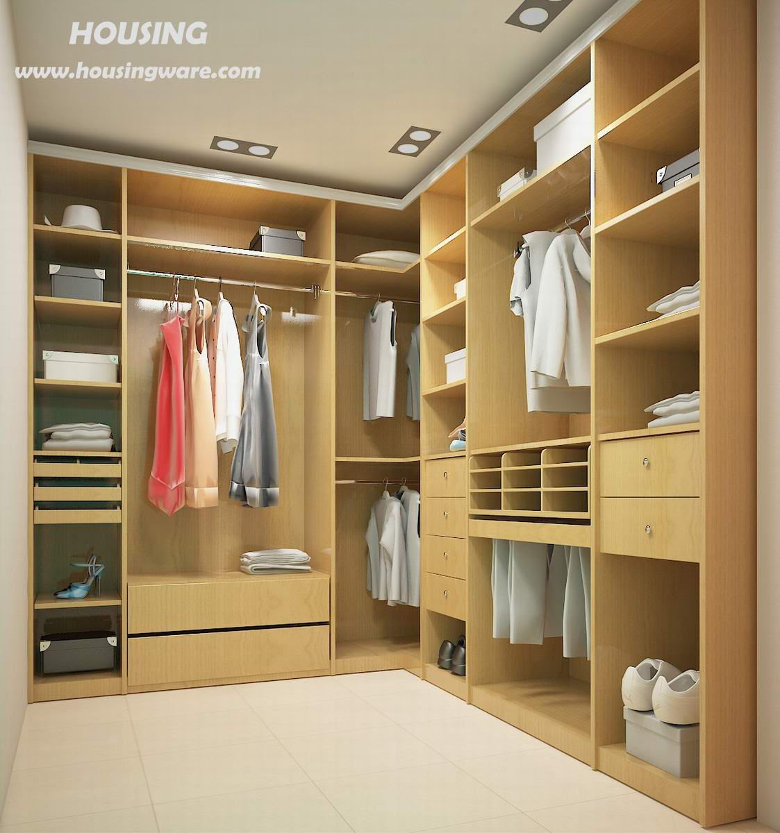 China Walk-in-Closet (HW-01) - large image for Wood Veneer Wardrobe