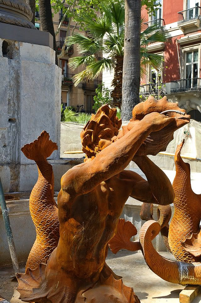 Catalan Sculpture: Satyr on Top of Dolphin