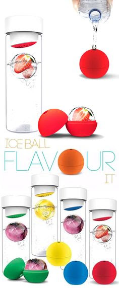 An Icecold Infusion of Flavour in your Water! (1)Place your favourite fruit in the ice ball infuser (2)Add water or favourite beverage (3)Freeze ice ball infuser (4)Add ice ball to your water bottle and enjoy!