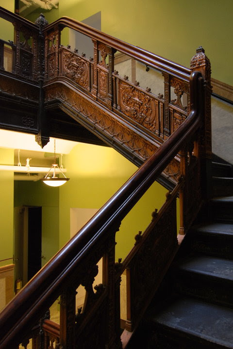 The central stairwell of the Corbin Building was meticulously restored.