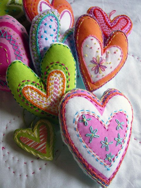 heart print embroidery kit