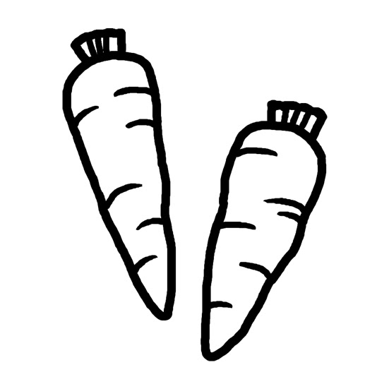 ニンジン にんじん 白黒 果物 野菜の無料イラスト ミニカット クリップアート素材