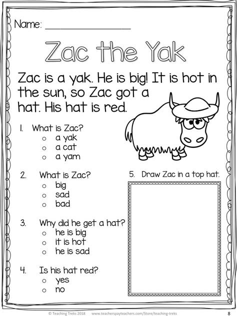 Kindergarten reading comprehension passages phonics cvc words, . cvc words worksheets freebie free cvc reading comprehension passages
