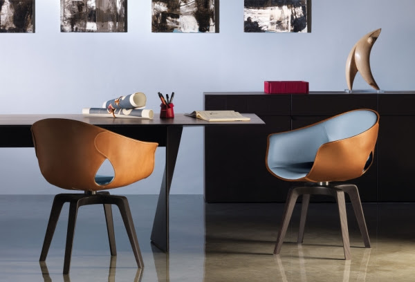 Blue upholstery leather exterior designer chair Modern Setting