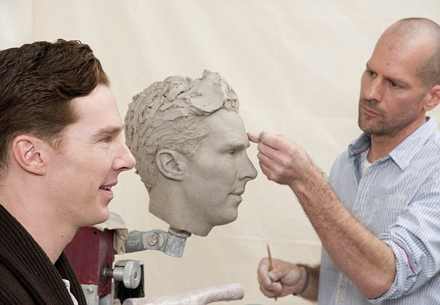 Remarkable likeness: A combination of old and new skills were used to bring the actor's face to life 