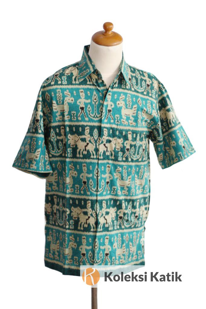 Kemeja Batik Sumba Hijau Tosca Motif Tenun Ikat Kemeja Batik Sumba Hijau Tosca Motif Tenun Ikat