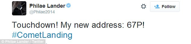 The lander announced its arrival with this historic tweet following its ten-year mission. Launched in March of 2004, the Rosetta spacecraft travelled over an arching orbit, that took it beyond the orbit of Jupiter on its way
