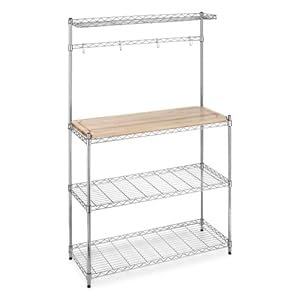 Whitmor 6054-268 Supreme Bakers Rack Chrome and Wood