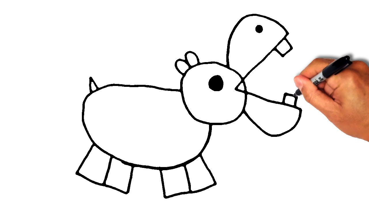 Easy Hippo Drawing | Free download on ClipArtMag