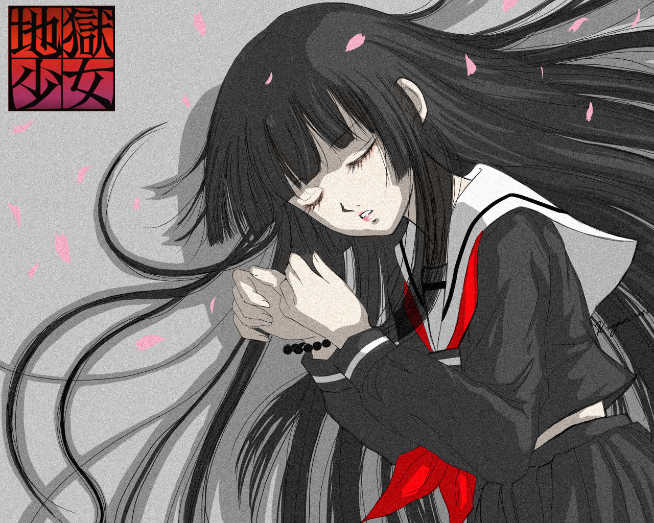 地獄少女 閻魔あい自作壁紙 サイズ１２８０ １０２４ けいにゃんのお絵かき置き場