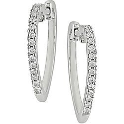 Silver 1/4ct TDW Diamond Heart Hoop Earrings (J K  I3)