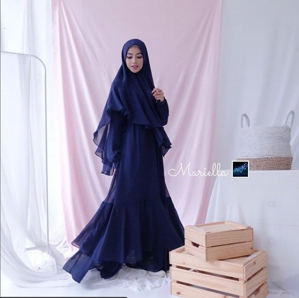 Baju Gamis Navy Cocok Dengan Jilbab Warna Apa