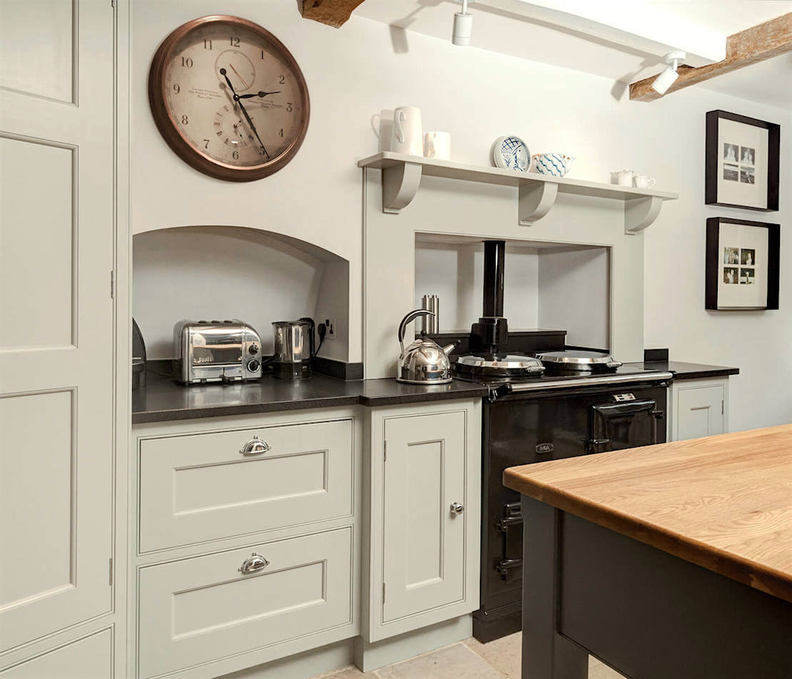 Kitchen painted in Farrow and Ball Shaded White