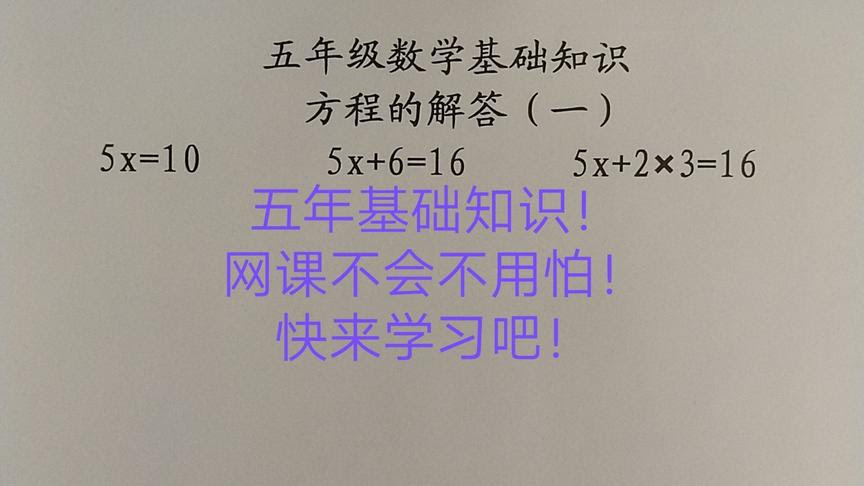 5年级数学下册方程式 西瓜视频搜索